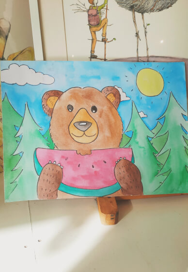 Kids Painting Class: Bears Eating Watermelon