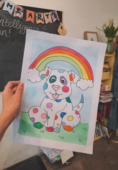 kids painting class rainbow puppies 4 6 years melbourne portrait big