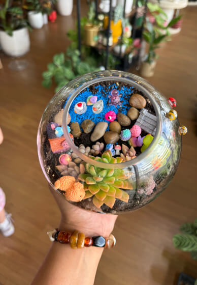 Kids School Holiday Terrarium Building and Pot Painting Class