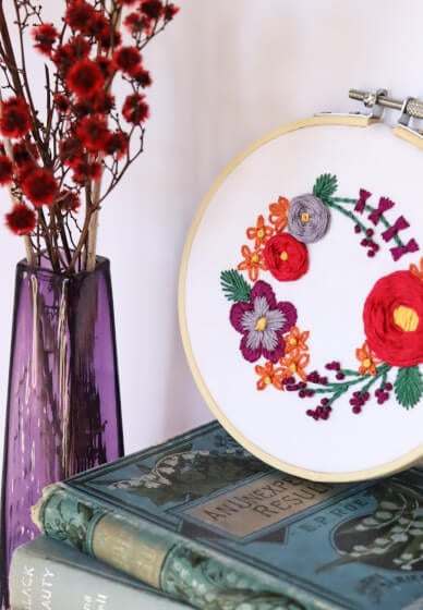 Learn Embroidery at Home: Floral Wreath