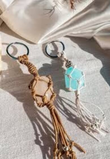 Macrame and Crystals Class: Crystal Key Ring and Necklace