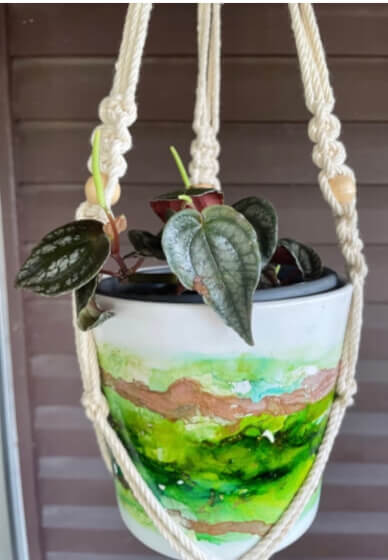 Macrame Plant Hanger and Alcohol Ink Pots Class
