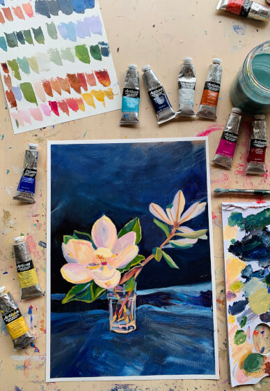 Magnolia and Banksia - Water Mixable Oil Painting Workshop
