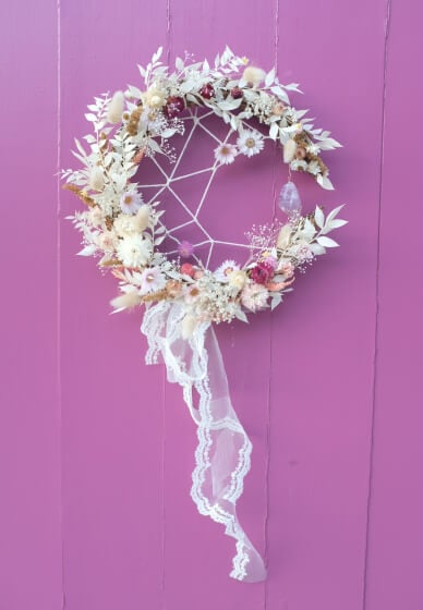 Make a Crescent Moon with Flowers and Crystals