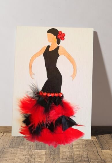 Make Feather Figure Postcards on Canvas