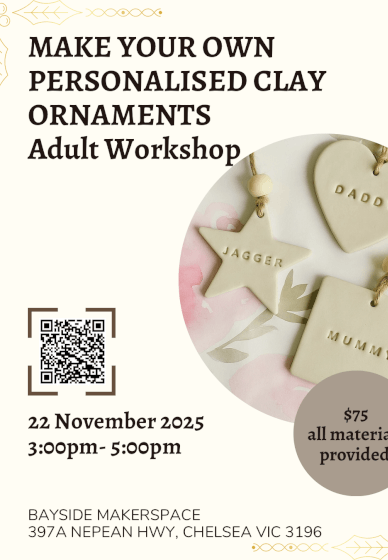Make Your Own Personalised Clay Ornaments-Adult Workshop