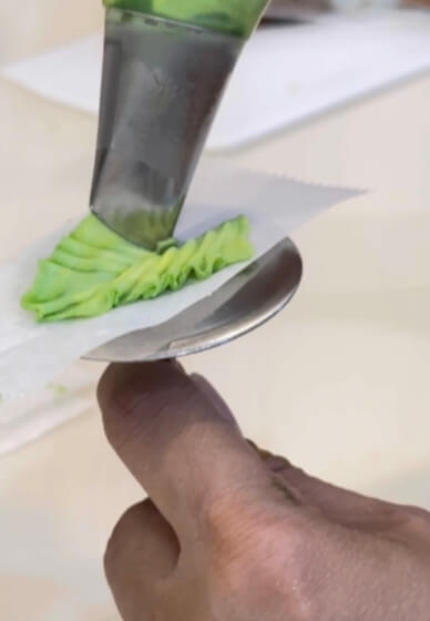Method for Piping Leaves for Cake Decoration