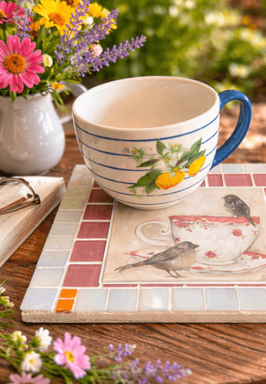 Mosaic Trivet DIY Kit - Birds on Teacup
