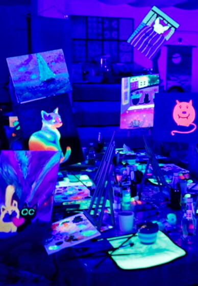 Neon Glow Paint and Sip Workshop