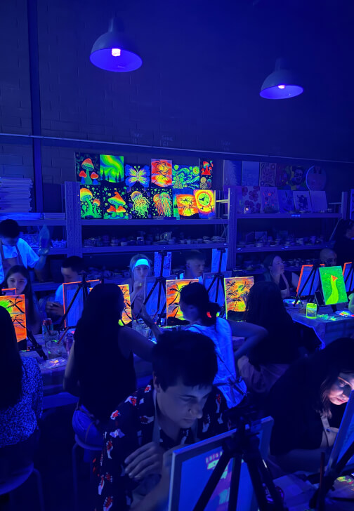 Neon Lights Paint and Sip Party