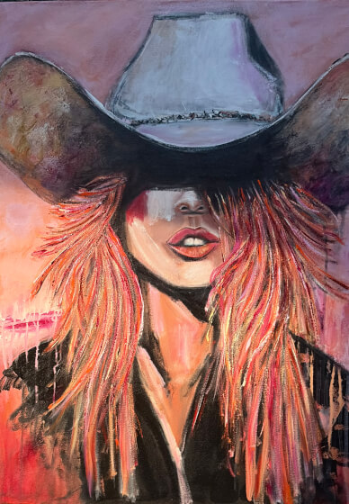 Paint a Big Canvas Cow Girl Class