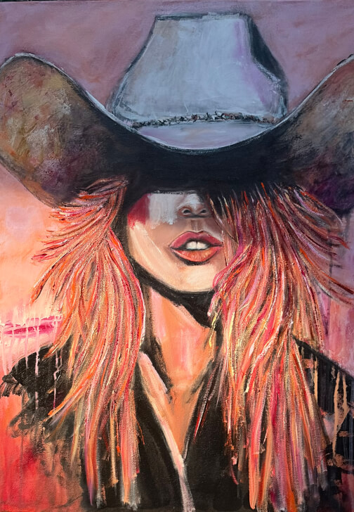 Paint a Big Canvas Cow Girl Class