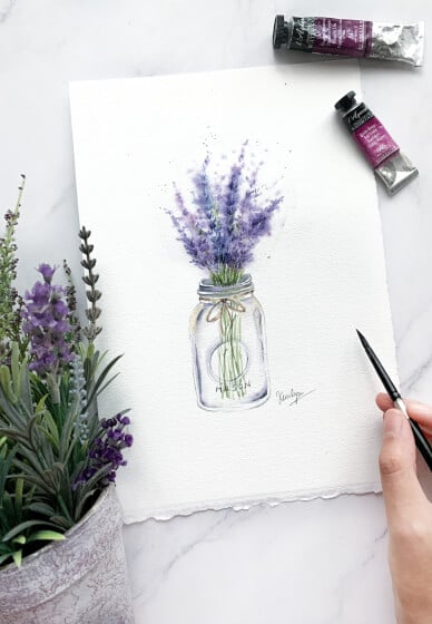 Paint a Bouquet of Lavenders with Watercolours