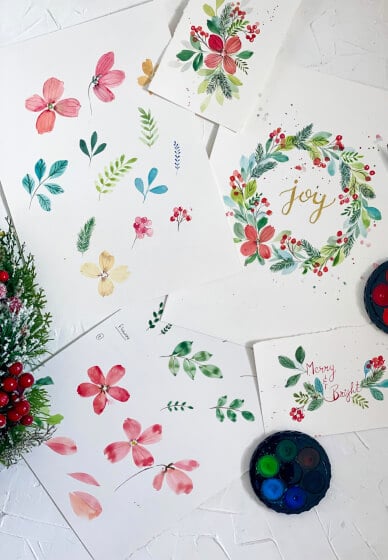 Paint a Christmas Watercolour Wreath at Home