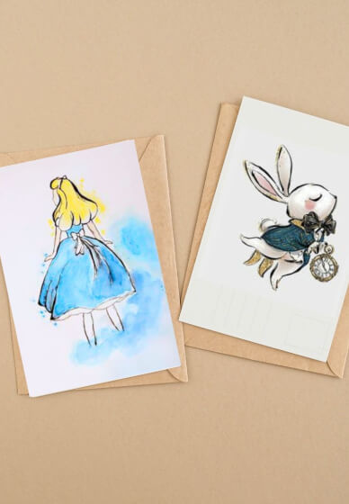 Paint Alice in Wonderland Watercolour Cards