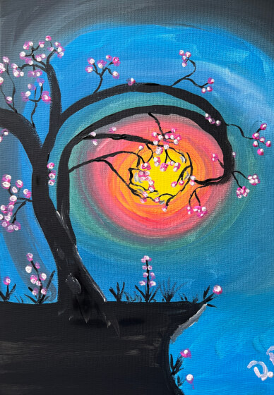 Paint and Sip at Home: Moonlight Blossoms