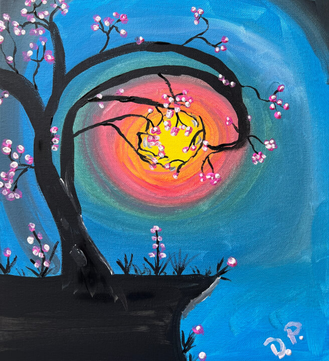Paint and Sip at Home: Moonlight Blossoms