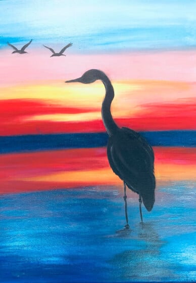 Paint and Sip Class: A Crane at Sunset