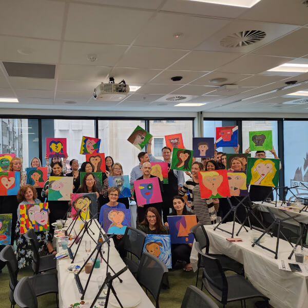 Paint and Sip Class for Team Building Sydney Events ClassBento
