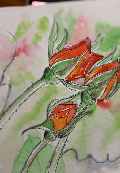 Paint and Sip Class: Ink and Watercolour Flowers