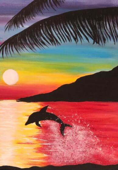Paint and Sip Class: Sunset Dive with the Dolphins