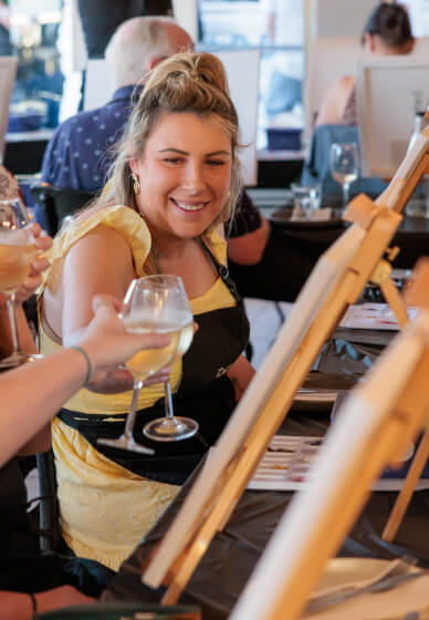 Paint and Sip Class with Bottomless Bubbles and Tapas