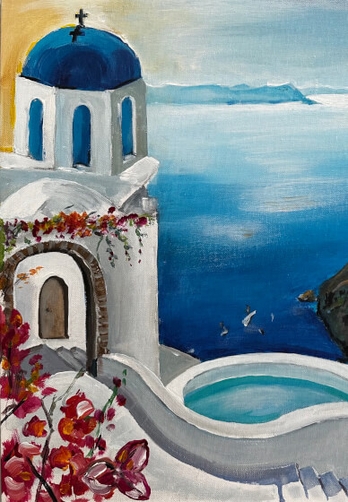 Paint N Sip Class: Santorini Greek Island