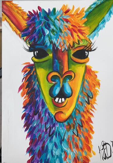 Paint Party - Colourful Llama (Virtual - on Demand)