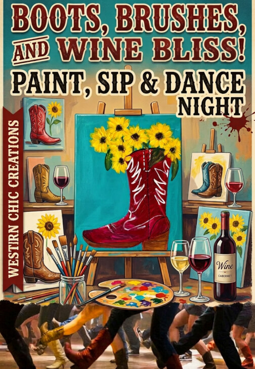 Paint, Sip and Bootscootin Line Dancing Workshop