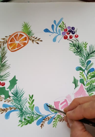 Paint Watercolour Christmas Wreaths in Blue Mountains