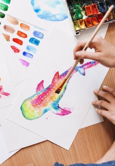 Paint Watercolour Marine Animals at Home