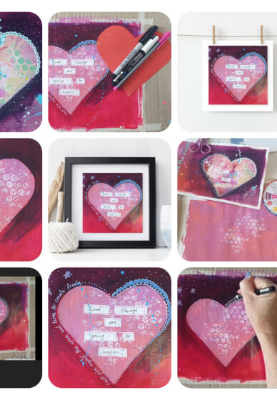 Paint Your Own Mixed Media Heart