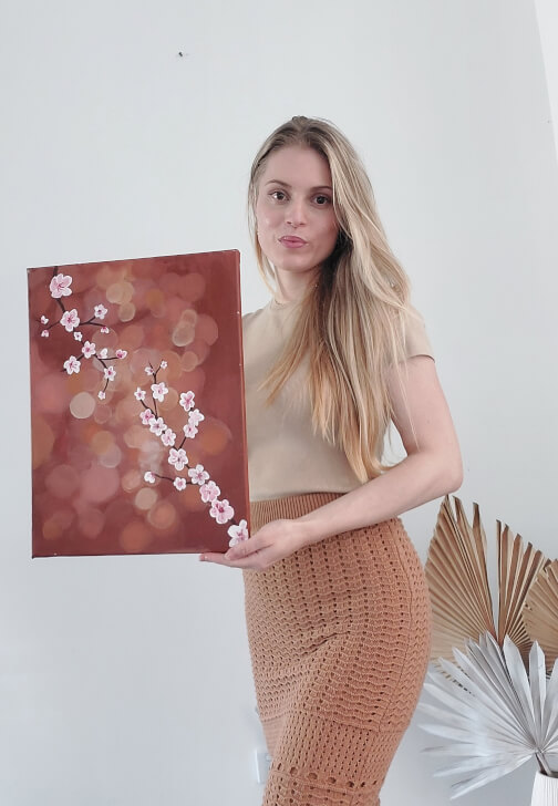 Private Paint and Sip Class: Abstract Textured Cherry Blossom Art