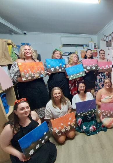 Private Paint and Sip Class: Abstract Textured Flower Artwork