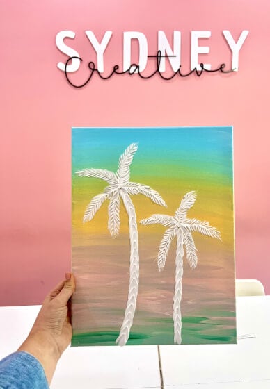 Private Textured Paint & Sip Class - Palm Trees