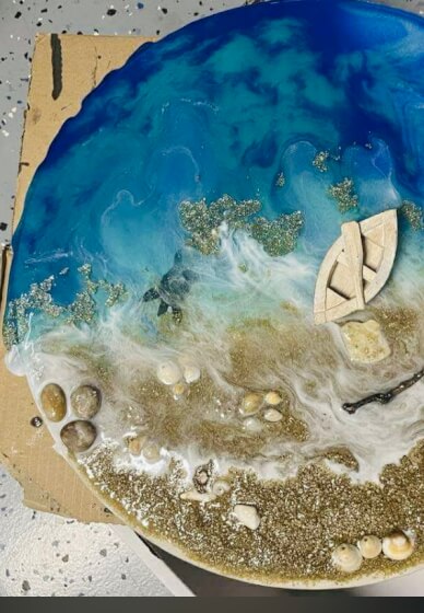 Resin Masterclass: Resin Ocean Beach Scene Art