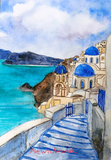 Santorini - Watercolour Painting Class