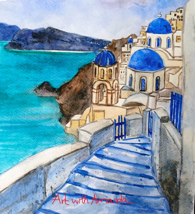 Santorini - Watercolour Painting Class