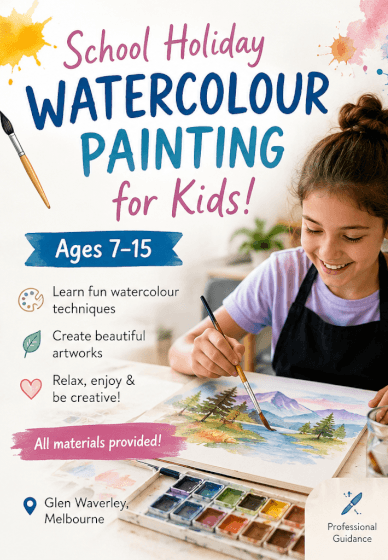 School Holiday Watercolour Painting Workshop for Kids (Ages 7–15)