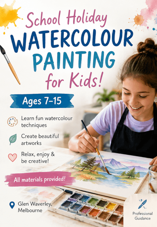 School Holiday Watercolour Painting Workshop for Kids (Ages 7–15)