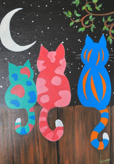 School Holidays Acrylic Painting Workshop: Meow