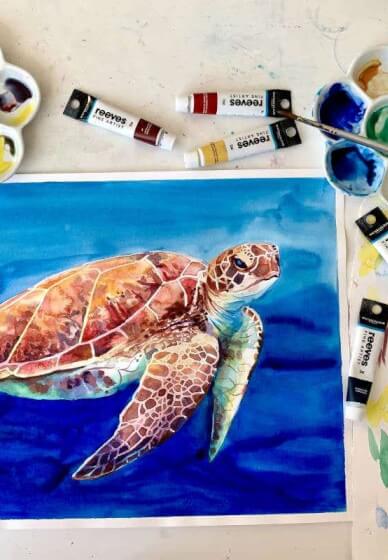Sea Turtle Watercolour Painting Class