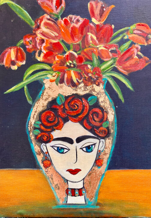 Sip and Paint Class with Paella: Frida Vase with Tulips