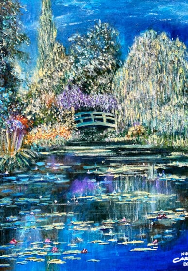 Sip and Paint Class with Paella: Monet Water Lily Pond