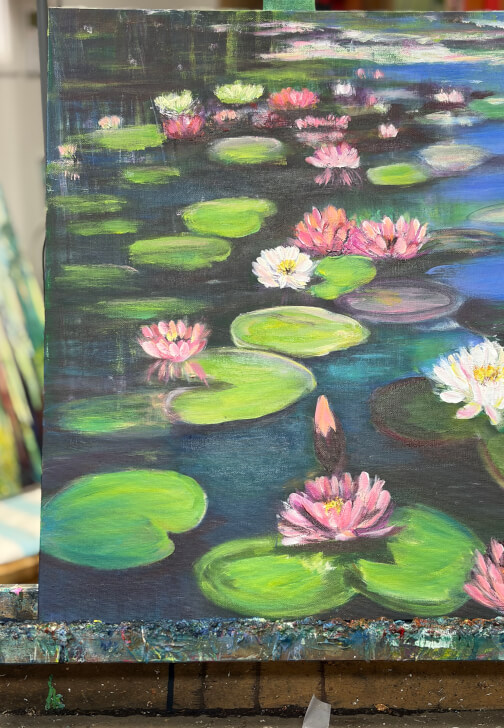 Sip and Paint Class with Paella: The Lotus Pond