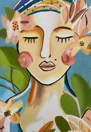 Sip and Paint Class: Woman Portrait with Flowers