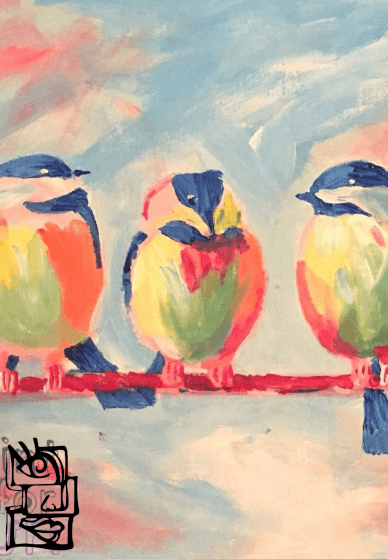 Sip and Paint Three Chatty Birds
