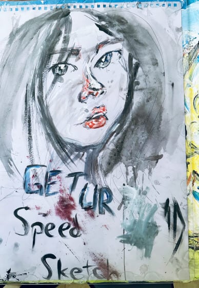 Speed Portrait Painting Acrylic / Pen-ink