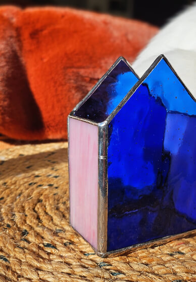 Stained Glass Copper Foil House Tealight Holder Workshop