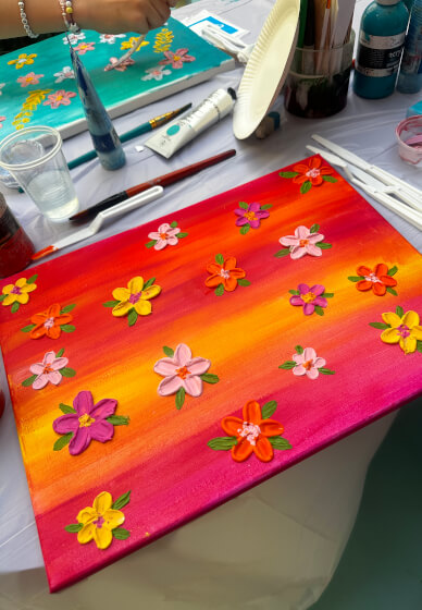 Textured Floral Art Paint and Sip Class: Petals and Leaves